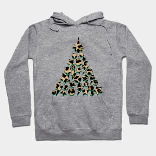 Leopard Print Christmas Tree with Green, Lightning, Star and Baubles Hoodie